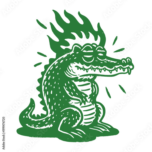 Funny crocodile design in vintage style with quirky quote for retro t-shirt lovers and humorous fashion enthusiasts