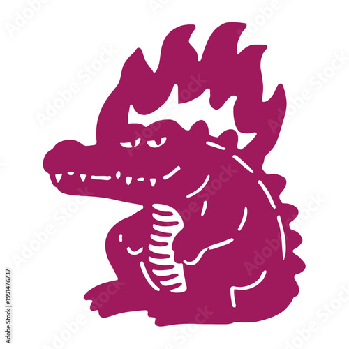 Vintage print of a humorous creature sketch with flames for fun-loving t-shirt enthusiasts