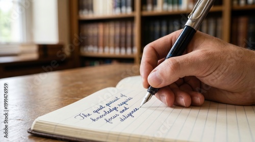 Writing inspiration library study room handwriting cozy environment close-up view