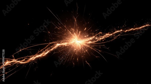 Abstract illustration of energy spark with bright flash on dark background