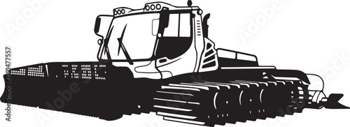 Bulldozer, heavy equipment, construction vehicle, industrial machinery, black and white vector