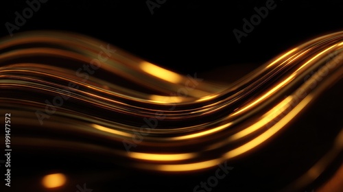 Abstract golden waves flowing against a dark background elegant design