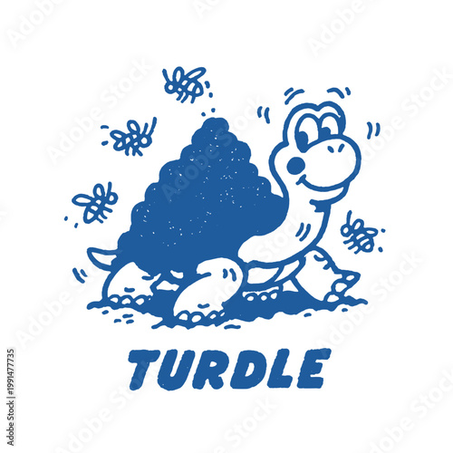 Quirky vintage turtle design featuring a humorous twist for fun-loving t-shirt enthusiasts