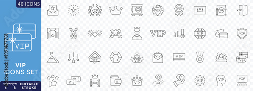 VIP Related Line Editable Icons set. Contain icons related to Special Guests List, VIP Line Etc . Fully Editable. Vector illustration.