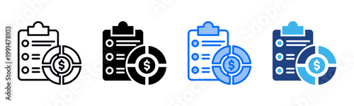 Cost Breakdown icon set multiple style collection