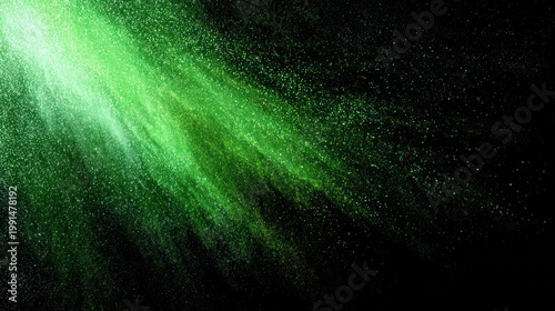 Abstract green light burst against black background for modern design
