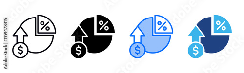Profit Margin icon set multiple style collection