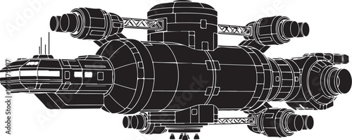 Luxury yacht, mega yacht, boat, vessel, nautical, black and white, vector illustration, ship, sailing, maritime