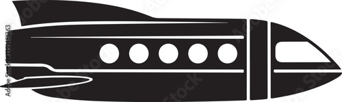 Black spaceship, futuristic rocket, space shuttle, vector illustration