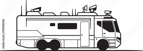 Motorhome, RV, camper van, recreational vehicle, travel trailer, vector illustration