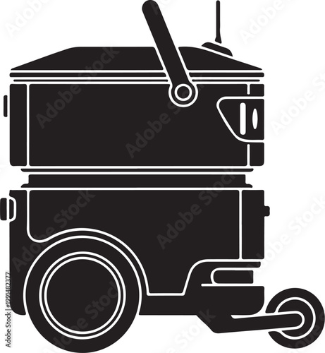 Black, modern, food delivery cart, vector illustration, restaurant, takeout