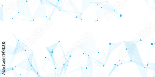 Abstract geometric background with connecting dots and lines with low poly triangle shapes. Polygonal Mesh Background Vector design digital technology concept Global network connection data structure.