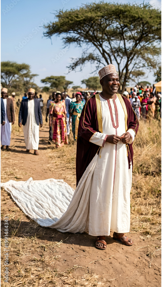 Naklejka premium Kanzu traditional dress from Uganda East Africa