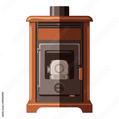 Rustic Wood Stove with Glass Door in Warm Home Setting