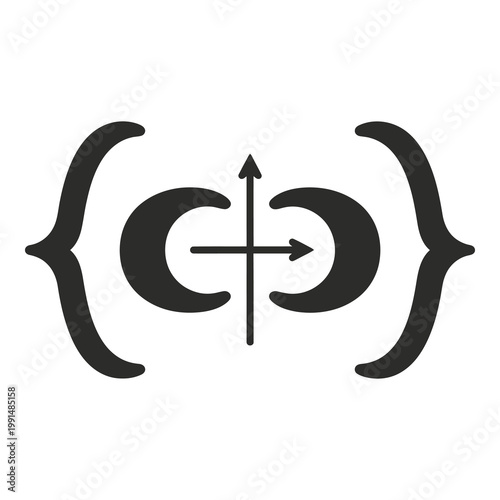 Foto Black curly braces with cross and arrows symbol  mathematical notation element i