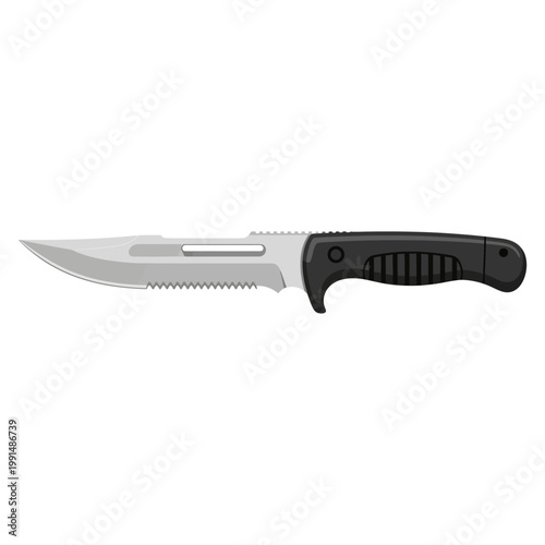 Weapon illustration of a sharp hunting knife with black handle
