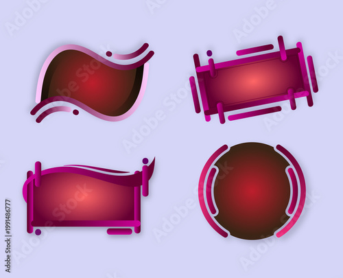 Cuadro en lienzo Simple red and maroon promotional labels set with four different shapes