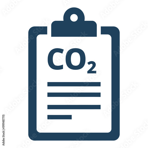 Carbon dioxide clipboard icon with document on white background icon