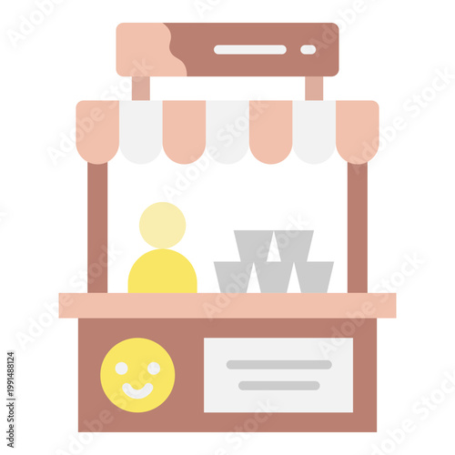 Lemonade Stand Icon with Smiley Face