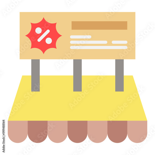 Promotion Stand with Discount Sign Icon