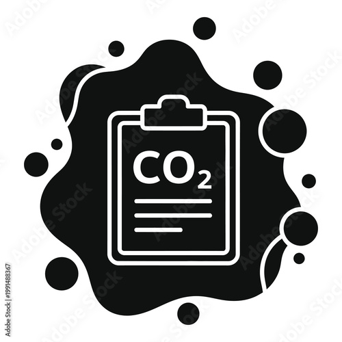 CO2 clipboard icon with abstract black and white background design element icon