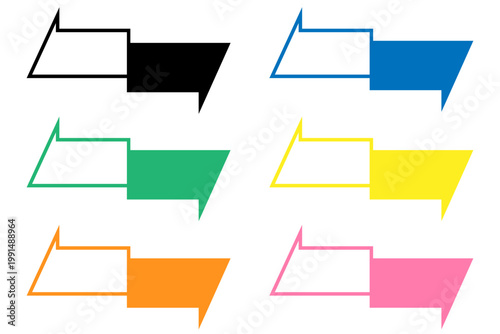 Arrow banner icon set in six colors