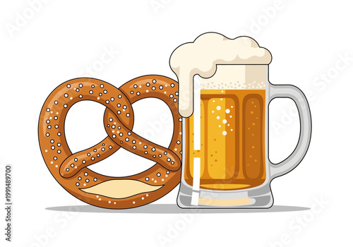 Delicious Pretzel and Frothy Beer Mug Celebration.