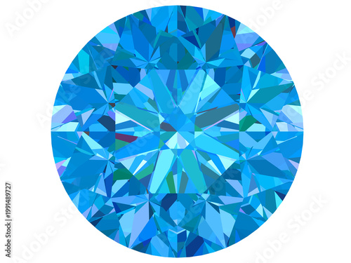 Dazzling Blue Crystal Gem, Mesmerizing abstract geometric pattern of a brilliantly cut blue crystal gemstone. Perfect for luxury, premium, and high-end design projects.