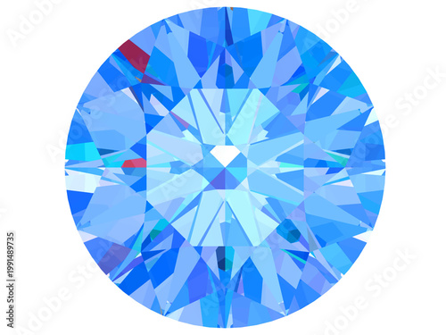 Dazzling Blue Crystal Gem, Mesmerizing abstract geometric pattern of a brilliantly cut blue crystal gemstone. Perfect for luxury, premium, and high-end design projects.
