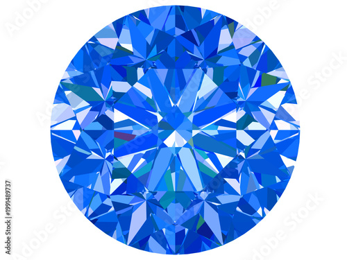 Dazzling Blue Crystal Gem, Mesmerizing abstract geometric pattern of a brilliantly cut blue crystal gemstone. Perfect for luxury, premium, and high-end design projects.