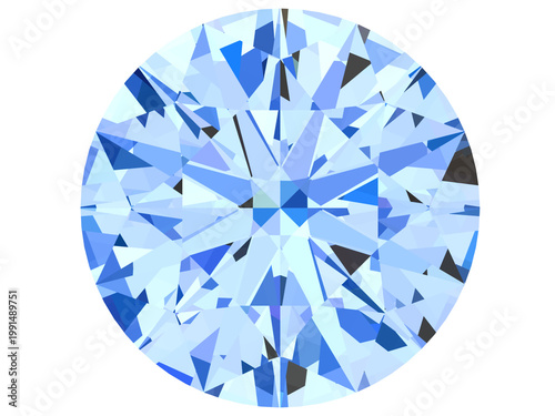 Dazzling Blue Crystal Gem, Mesmerizing abstract geometric pattern of a brilliantly cut blue crystal gemstone. Perfect for luxury, premium, and high-end design projects.