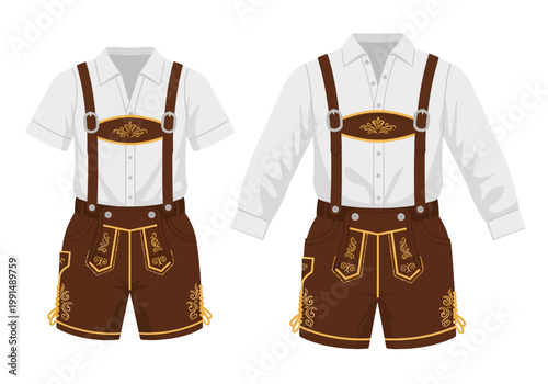Cuadro en lienzo Traditional German Lederhosen Outfits for Men and Boys.
