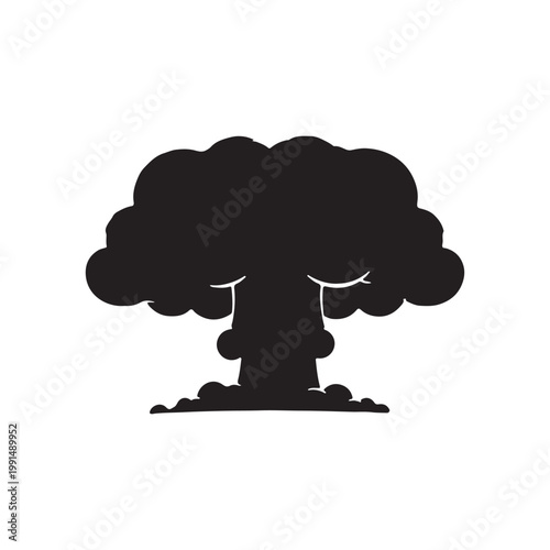 Nuclear explosion silhouette vector flat illustration design.
