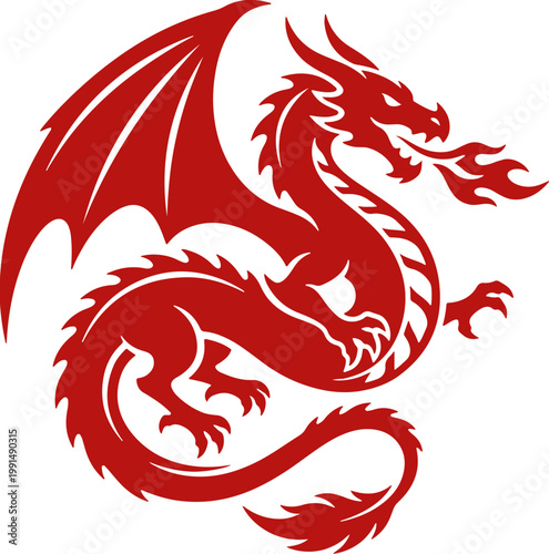Red Fire Breathing Dragon Illustration