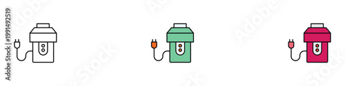 Kitchen waste disposal unit icon set. Garbage disposer and food waste shredder symbols. Vector illustrations of electric sink grinder for organic waste management and clean kitchen.