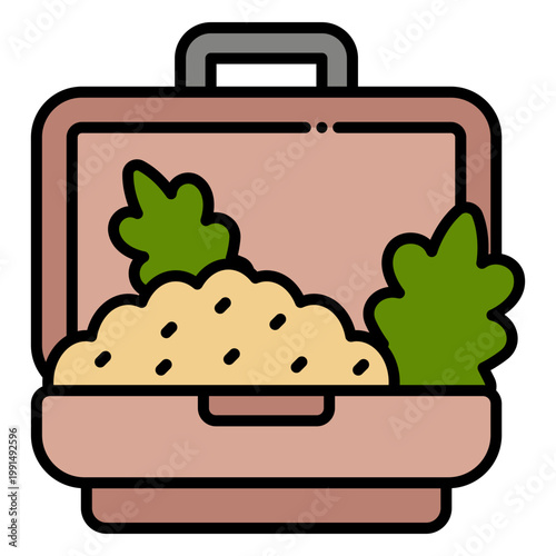 Lunchbox with Food Illustration