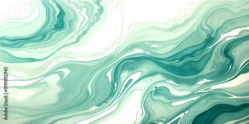 Abstract turquoise fluid art with flowing pattern of marble texture with liquid ink and mixed paint art background.