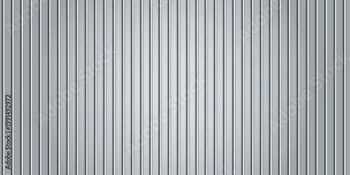 Corrugated metal texture background. Industrial grey steel sheet pattern. Vector illustration of zinc wall or cargo container surface for construction and warehouse concepts.