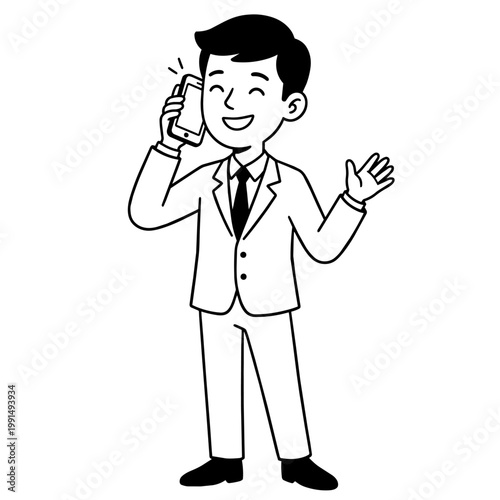 39-2_嬉しそうに電話をしている男性