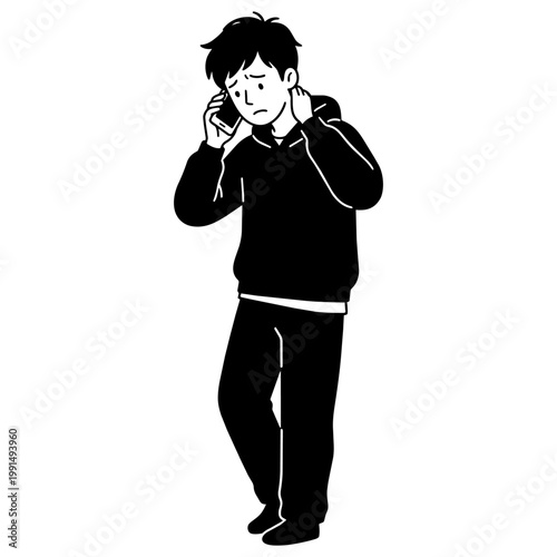 42-1_困惑顔で電話している男性