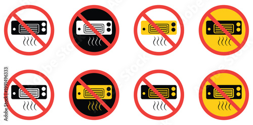 No Air Conditioner Vector Icon, Prohibition Symbol With Black And Red Air Conditioning Unit Silhouette In Clean Minimal Style, Ban Warning Sign For Energy Restriction, Safety Notice, Industrial Rules