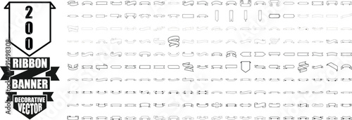 Vintage Ribbon Banner Vector Set. Hand-drawn decorative banners, labels, frames, and scrolls. This collection is perfect for designing wedding invitations, greeting cards, posters, logos, scrapbooks, 