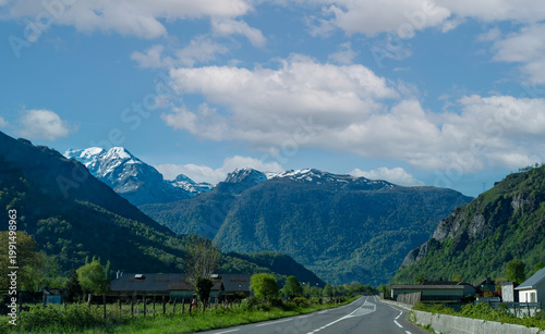 on the road to Laruns in spring, Pyrenees Atlantiques, France