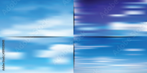 Set of four smooth blue mesh gradients with soft blur transitions and fluid motion feel. Ideal for modern backgrounds, UI design, branding, presentations, and digital artwork. 