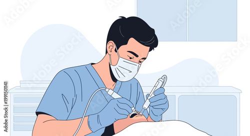 Professional Dentist Performing Oral Treatment with Precision Tools