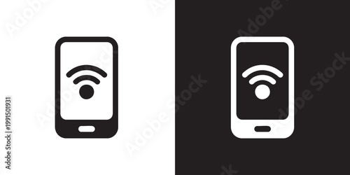 Flat Smartphone Icon with Wi-Fi Symbol for Wireless Connectivity and Mobile Internet