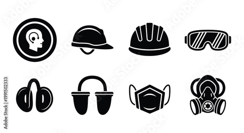 Mandatory personal protective equipment icons in a circular design