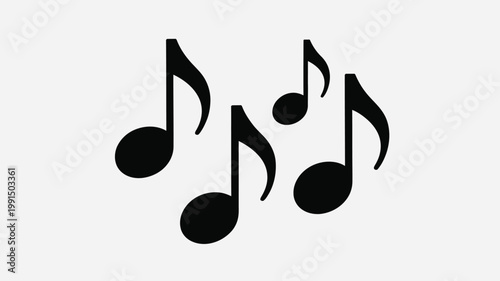 Music Notes Vector Illustration - Black Minimalist Musical Symbols Isolated on White for Education and Design