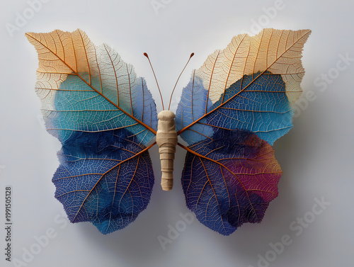 Butterfly-shaped shadow on the ground from leaves, symbolizing change