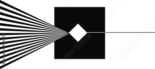 Abstract optical illusion converging lines and geometric shapes in black and white